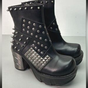 NWOT Demonia “Sinister” Studs,  Pyramid Studs, Spikes Platform Metal Heel Boots.